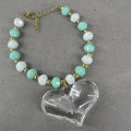 PULSERA DE CRISTAL CON CORAZON ACRILICO