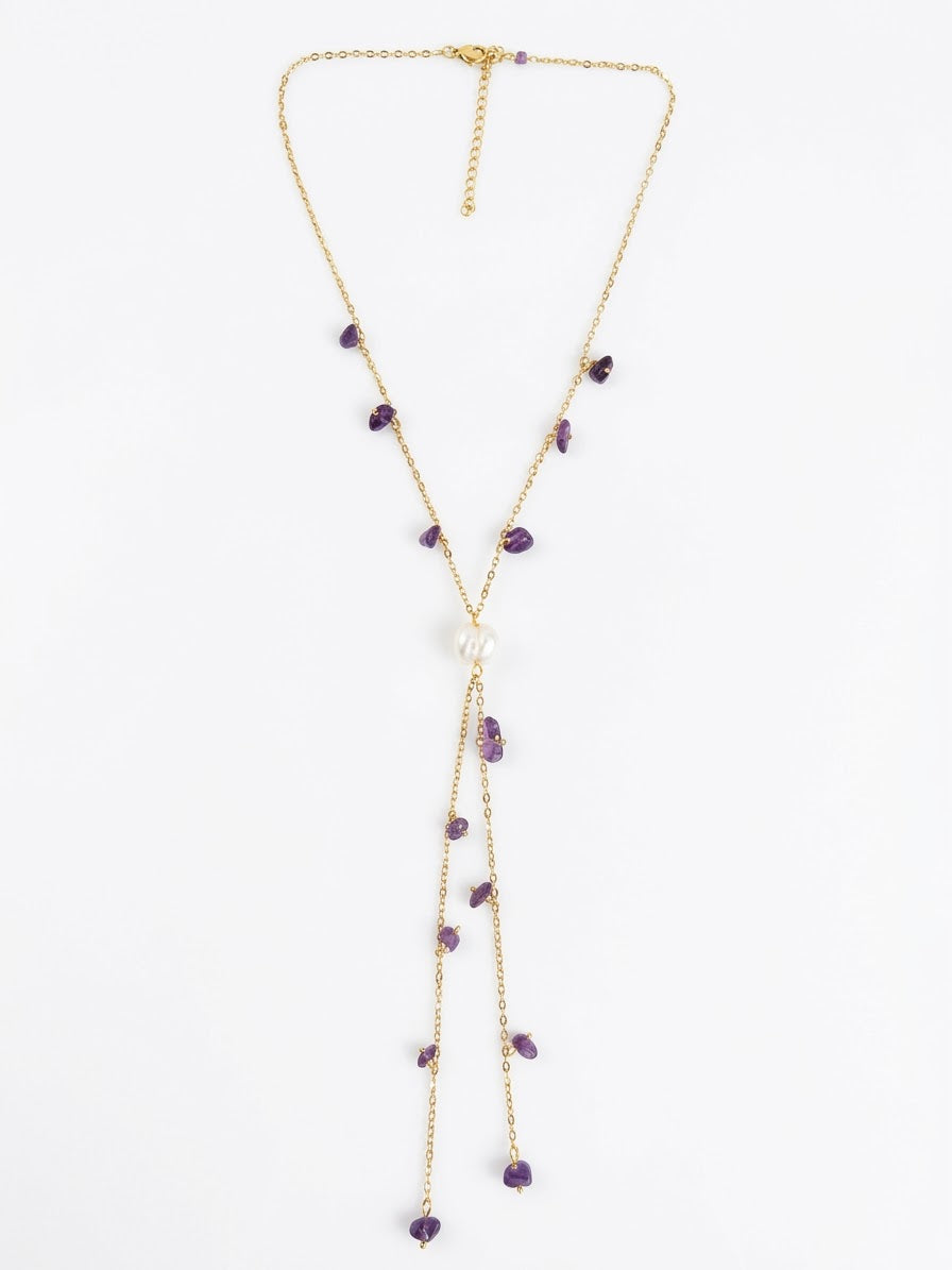 collar largo con piedra amatista